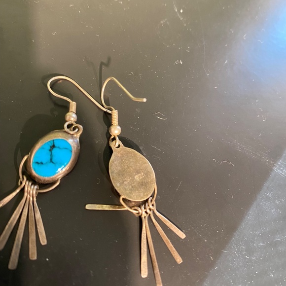 Silver and turqouise earrings - Picture 2 of 2